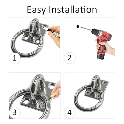 2Pcs M8*60 Stainless Steel Cross Tie Ring for Horse, Wall Mount Block Tie Rings for Horse Stall Stable Barn Supplies Equestrian Hitching Ring Hardware - size: Stainless Steel
