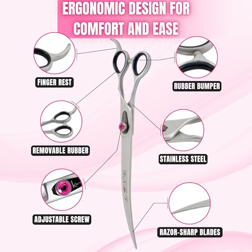 Kenchii Love Dog Grooming Shears, 9in Curved - size: 9.0" Curved