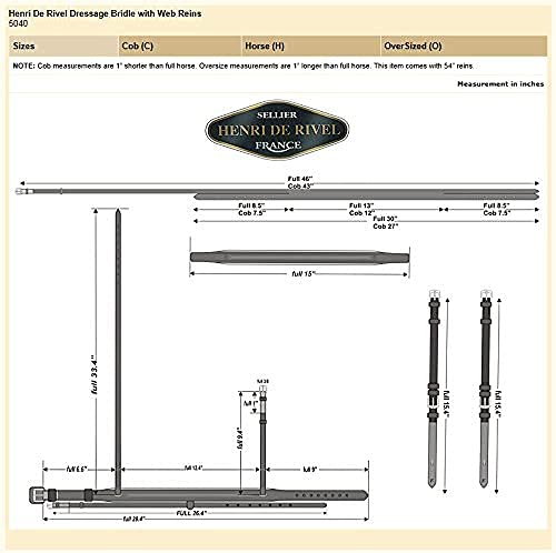 Henri de Rivel Pro Padded Dressage Bridle with Web Reins - color: Black/Black, size: Horse