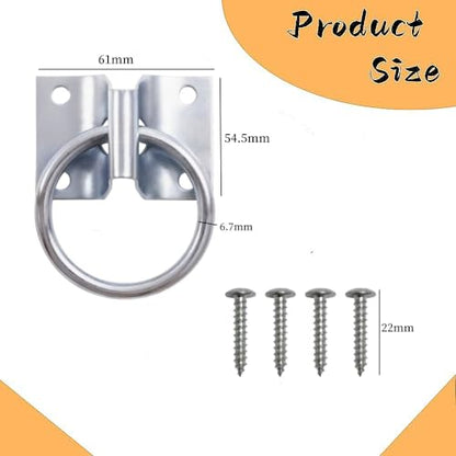 4PCS Cross Tie Ring for Horse, Stainless Steel Wall Mount Horse Tie Ring for Tie Down Horse Barn Supplies,with Screws