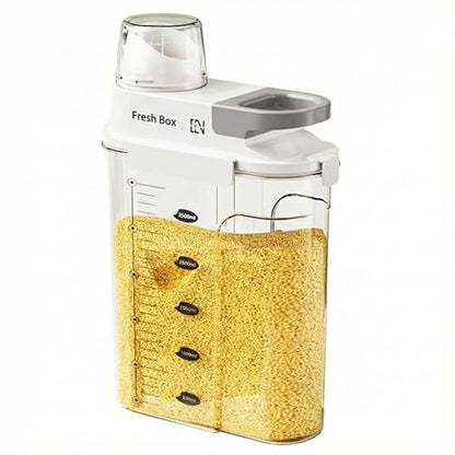 Rice Storage Container Grain Dry Food Flour Bin, Pet Dog Cat Food Dispenser with Measuring Cup, BPA-Free Clear Plastic Kitchen and Pantry Sugar Organizer (5.5, Pounds)