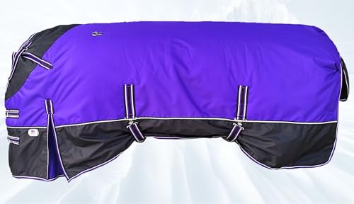 Majestic Ally 600 D Ripstop Nylon Horse Turnout Blanket, Waterproof, Heavyweight, Rain and Weather Resistant, 250 GSM (Purple Black, 76 - Inch) - color: Purple Black, size: 76 - Inch