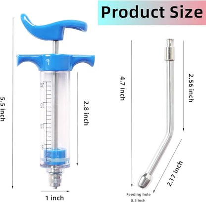 2 Pcs Goats Feed water filler, Drench Nozzle, Reusable, Adjustable Dosage, for Cattle, Sheep, Goats, Horse, Pig, Dog Supplies (Blue+Orange 20ml) - size: G (2ps 20ml)
