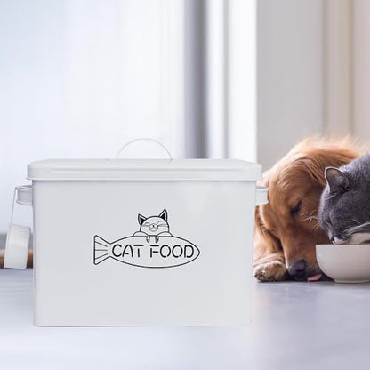 Vumdua Large Dog and Cat Food Storage Container, Farmhouse Pet Food Storage Containers with Lid and Dry Food Scoop, Durable Airtight Cat Container 12-13 lbs Capacity, Great Gift for Pet Owners - size: Large