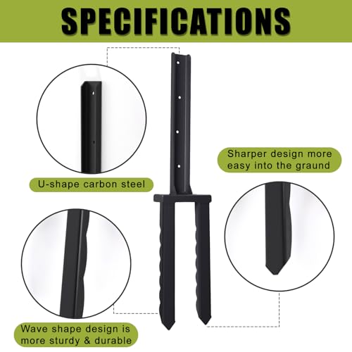4 Pack 30" Fence Post Repair Kit for Fix 4x4|6x6 Fence Post | Wave Design Fence Post Stake Spike ,Fence Post Anchor Ground Spike for Repair Tilted/Broken Wood Fences Post - size: 4 Pcs