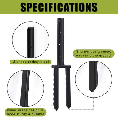 2 Pack 30" Fence Post Repair Kit for Fix 4x4|6x6 Fence Post | Wave Design Fence Post Stake Spike ,Fence Post Anchor Ground Spike for Repair Tilted/Broken Wood Fences Post - size: 2 Pcs