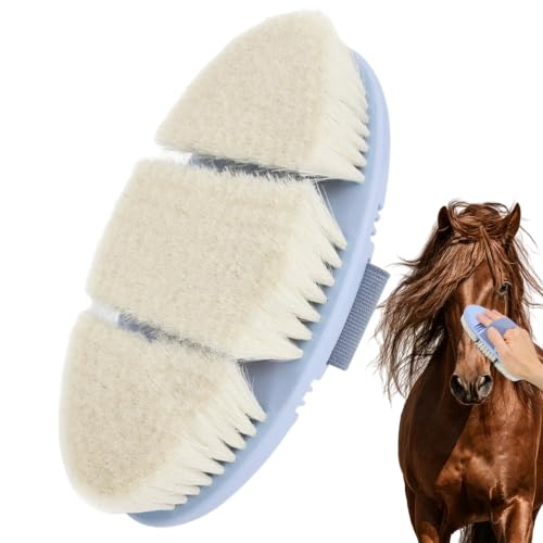 Soft Wool Horse Face Brush Flexible Horse Brush for Grooming | Soft Wool Bristles,TPR Brush Back,Horse Head&Face&Body Grooming Brush,Wool Brush for Dogs&Cats,Gentle Remove Loose Hair Dust - color: Wool