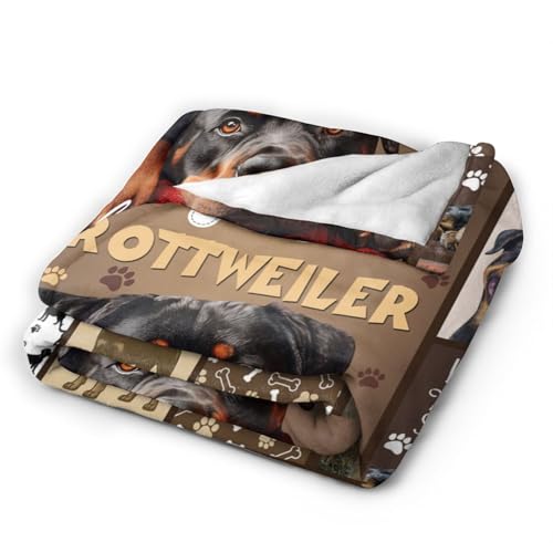 Dynova Rottweiler Blanket Cozy Plush Dog Lovers Gifts Throw Blankets Animal Fuzzy Flannel Fleece for Girls Boys Women Men 50"X40" - color: Rottweiler, size: 50"x40"