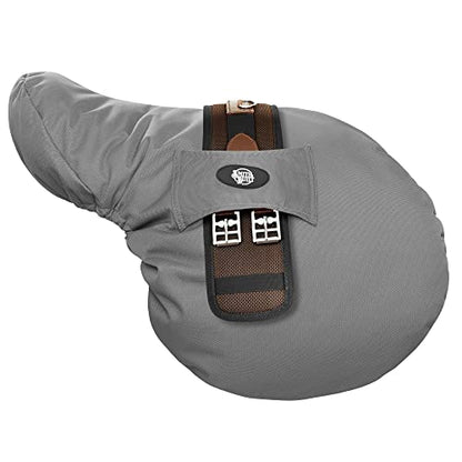 SmithBuilt English Saddle Cover, Gray - Breathable, Waterproof Fleece-Lined Fitted Protector - color: Gray