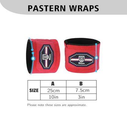 Harrison Howard Durable Shock-Absorbent Breathable Impact Protection Pastern Wraps for Horse Sold in Pairs Red - color: Red