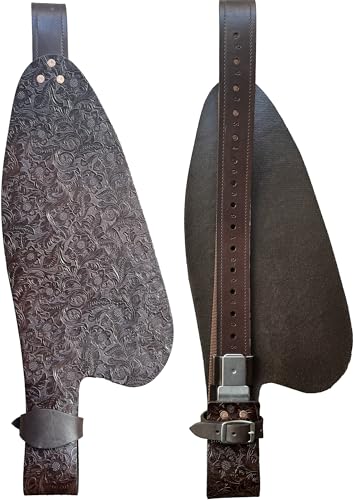Jeereal Floral Leather Western Saddle Replacement Fender Pair with Hobble Straps,Stainless Steel Blevin Buckles, Saddle Fenders for Horse - color: Dark Brown