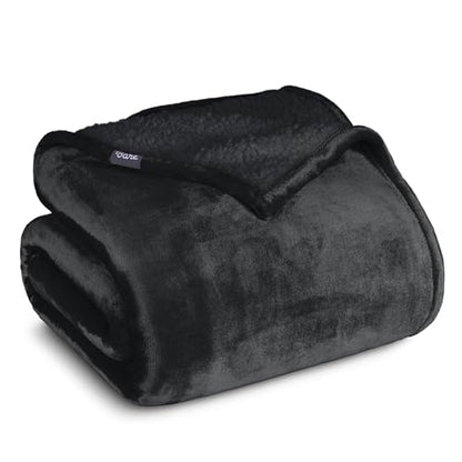 Bare Home Sherpa Fleece Blanket (Twin/Twin XL, Black with Black Sherpa) - color: 03 - Black - Black, size: Twin/Twin XL