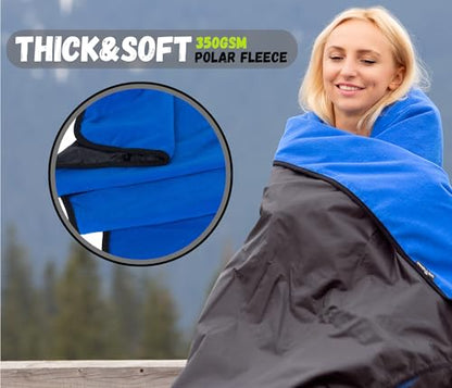SUITEDNOMAD Extra Large Waterproof Windproof Outdoor Stadium Fleece Blanket - color: High Blue
