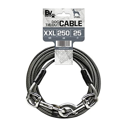 BV Dog Tie Out Cable 25 Feet - Heavy Duty Dog Lead Up to 250 Pounds - Reflective & Rust-Free with Quick Release Swivel Clips & 360° Rotating Clasp - Tangle-Free Dogs Runner for Yard (Grey, Single) - color: 250lbs/ 25ft/ Grey, style: Single