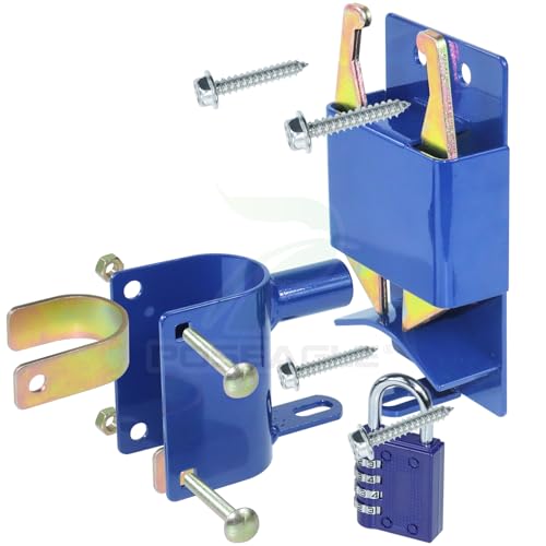 [Upgraded] 2 Pack Blue S16100100 Two Way Lockable Gate Latch - size: A5 2xLockable Gate Latch