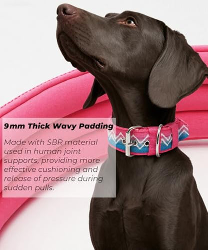 Dog Collar for Large Dogs,2 in Wide Heavy Duty,Pressure-Relief Padded, A-S - color: Pink Teal, size: S
