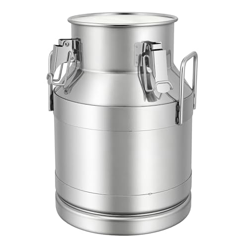 10L/ 2.64 Gallon Seamless 201 Stainless Steel Milk Can with Lid - size: 10L