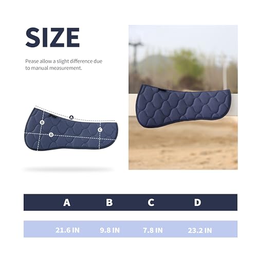 Harrison Howard Mesh Riding Half Pad for English Saddle Comfortable Cushioning Reduce Pressure on Horse’s Back - color: Navy