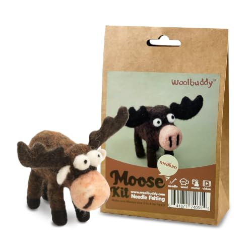 Woolbuddy Needle Felting Starter Kit (Moose) for Beginner & Adult with Tool - color: Moose