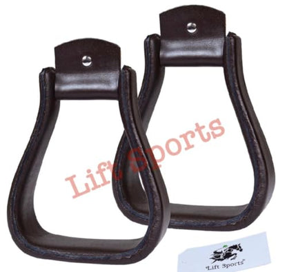 Black Brown Cow Hide Leather Horse Riding Western Saddle Stirrups