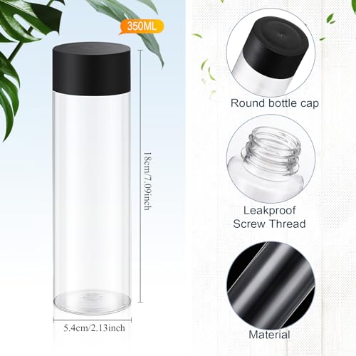Tanlade Clear PET Plastic Sensory Bottles Empty - color: Black Lid, size: 12 fl oz (350 ml)
