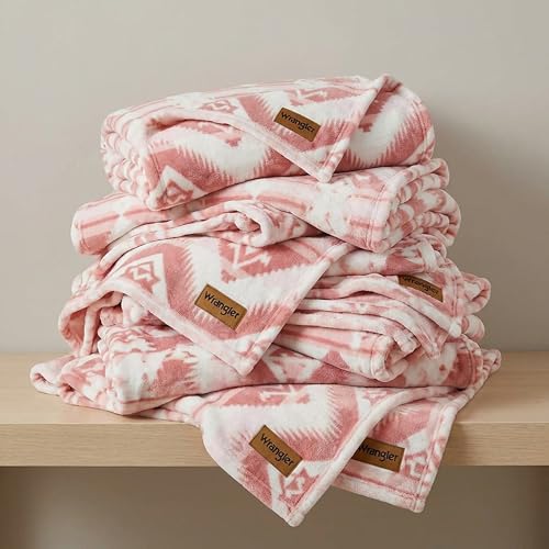 Wrangler - Blanket, Polyester, Medium Weight, Year-Round Comfort - color: Jesse Pink, size: 50" x 70"