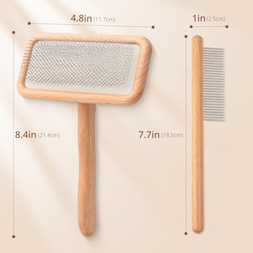 Sheepskin Wool Brush - Carpet Rake Tool - color: Wood