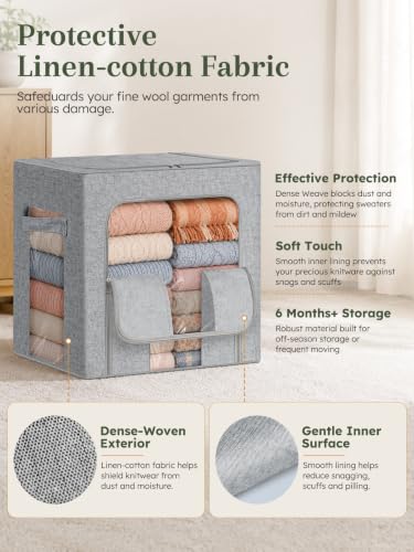 Rigid-Structured Cashmere Sweater Storage Box, 2 Pack, Gray - color: 2-pack/Gray