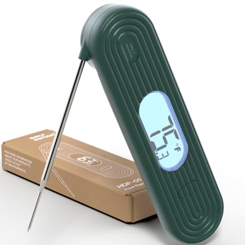 ONLY HUMAN HDP-01 Digital Instant Read Meat Thermometer, High Accuracy Food Cooking Thermometer with Ultra Bright Backlight Display (Forest Green) - color: Forest Green