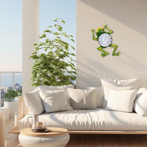 Frog Outdoor Thermometer, Metal Indoor Wall Thermometer - color: Green Frog
