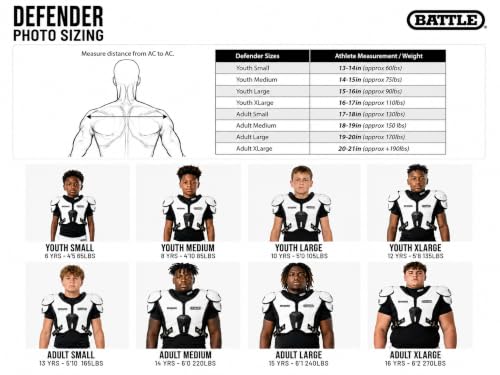 Battle Sports Defender Football Shoulder Pads - color: White, size: Youth-Medium