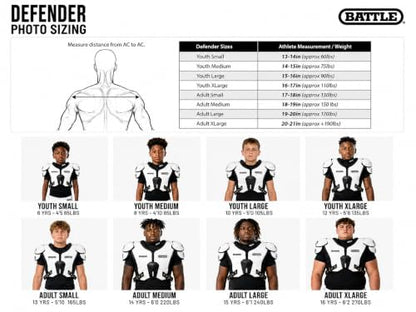 Battle Sports Defender Football Shoulder Pads - color: White, size: Youth-Large
