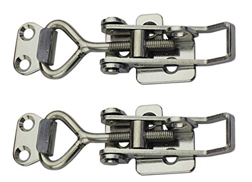 Adjustable Latch Buckle Cabinet Boxes Lever Handle Toggle Catch Latch Lock,Silver,Adjustable Range:97-123mm,2 Pcs - size: 2S,Range:97-123mm