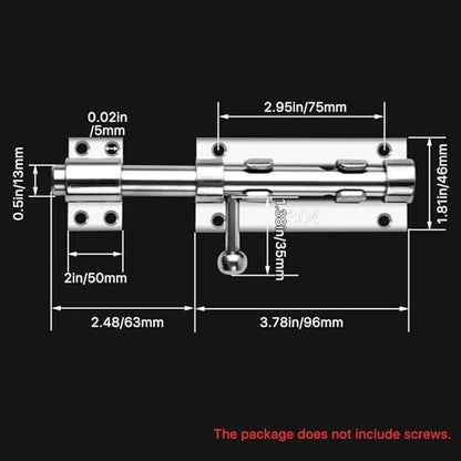 6.3inch Sliding Bolt Gate Latch, 2 Pack Heavy Duty Barrel Bolt with Padlock Hole, 304 Stainless Steel Solid Gate Lock Security Guard Door Latches for Yard Trailer Fence Shed Garages - color: Silver