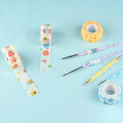 10 Rolls Self Adhesive Bandage Wrap Cute Elastic Cohesive Bandage | Finger Tape Cute Colorful Vet Tape Wrap for Athletic Sports Finger Wrist Ankle (10 Rolls-Geometry) - color: 10 Rolls-geometry