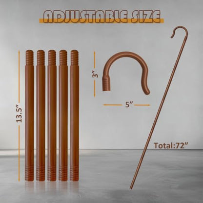 Adjustable Shepherd Staff, 63IN Crook Cane for Wizard Costume