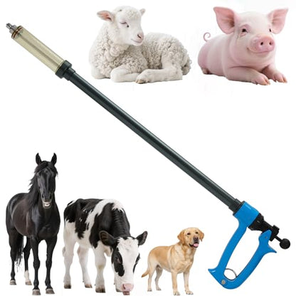 50ml Repeating Livestock Syringe Gun–Long Pole Veterinary Injector - size: Blue Long Arm 50ML