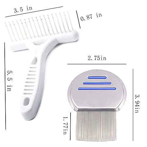 Qtopun Nits Free Lice Comb, Stainless Steel Louse Comb Head Lice Comb Flea Comb Metal Brooming Comb for Dogs Cats Pet (6 Comb)
