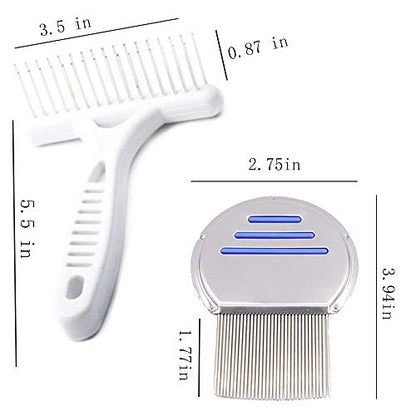 Qtopun Nits Free Lice Comb, Stainless Steel Louse Comb Head Lice Comb Flea Comb Metal Brooming Comb for Dogs Cats Pet (6 Comb)