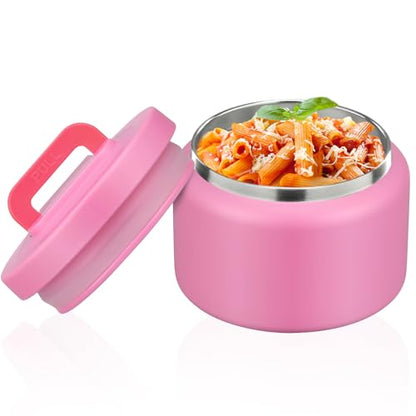 PIQUEBAR 8oz Kids Thermo for Hot Food,Small Lunch Thermo Food Container Stainless Steel,Easy Open Wide Mouth Thermo for Hot Cold Food for Preschool Travel - color: Pure Pink