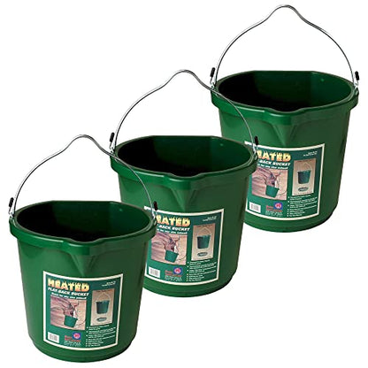 Farm Innovators Heated Flat-Back Water Bucket, 120 Watts, 5 Gallon, 3-Pack