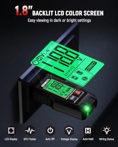KAIWEETS GFCI Outlet Tester Plug in, LCD Display & Voltage Test for AC 120V