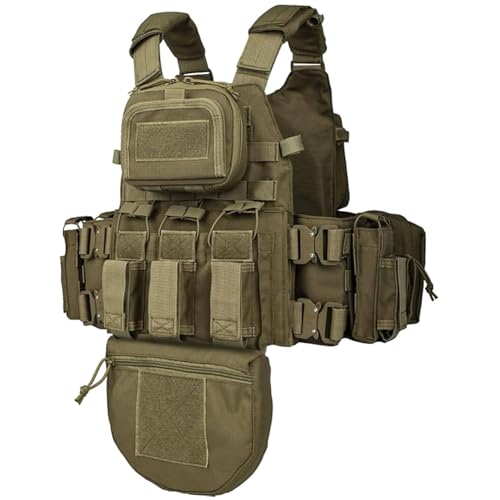 YAKEDA Tactical Training Vest with PALS System - Multi-Pocket Adjustable Straps Quick-Release Buckle for Hunting - color: Mud Color