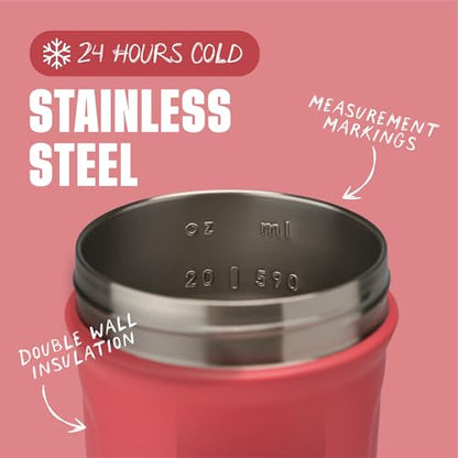 BlenderBottle Sport Flip Stainless Steel Shaker Bottle 24 oz Pink - color: Pink, size: 24 Ounces, style: Flip
