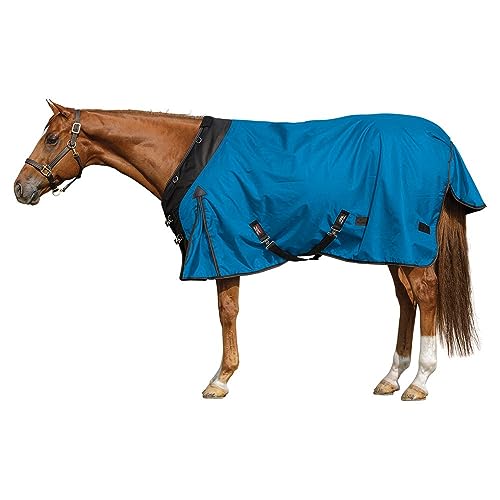 STORM SHIELD Extreme Turnout Sheet - Playful Horses | Size 68 Slate Blue | 1680 Denier | Contour Collar | Criss-Cross Surcingle | Euro Fit | Waterproof, Windproof & Breathable | Easy Snap Front