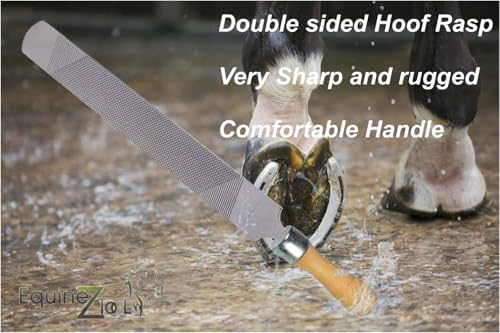 Premium Farrier Hoof Rasp for Horse Hooves - Heavy-Duty Equine Hoof Trimming & Shaping File with Ergonomic Wooden Handle for Professional Horseshoe Maintenance, Hoof Care, and Grooming