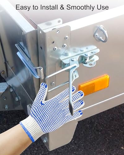 2Pcs Utility Trailer Lift Gate Latches Fit for RV Camper Travel Trailer | High Strength Steel Trailer Gate Pull Latch Lock Kit with Gloves, Heavy Duty Hasp Handles for RV Travel Trailer