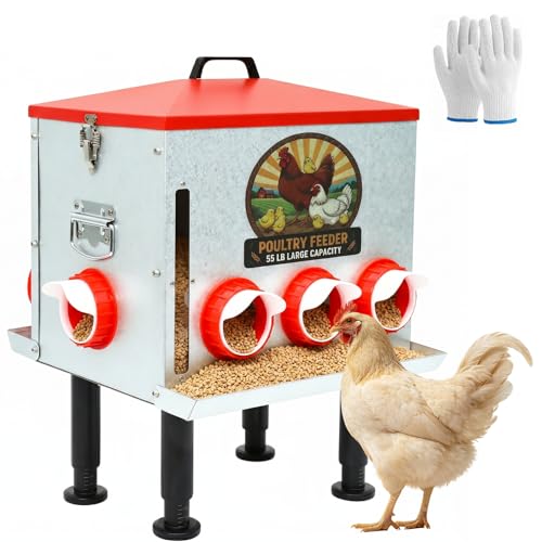 55LB Automatic Chicken Feeder Large with 8 No-Waste Ports