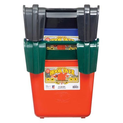 Little Giant® Plastic Hook Over Feeder | Mountable Livestock & Pet Feed Bucket | Horse Feed Bucket | Made in USA | 15 Quarts | Red - color: Red, size: 15 Quart