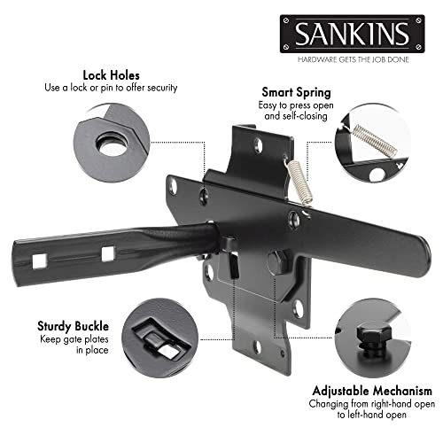 Heavy Duty Self-Locking Gate Latch for Wooden Fence Post Mount, 1Pcs Black - color: Black(1pcs)